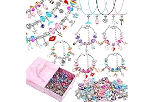 Mckanti 150 Pieces Charm Bracelet Making Kit for Girls, Charm Bracelets Jewelry Making Kit with Beads Bracelets Charms Necklace DIY Crafts Gifts Set for Teen Girls Kids Age 8-12