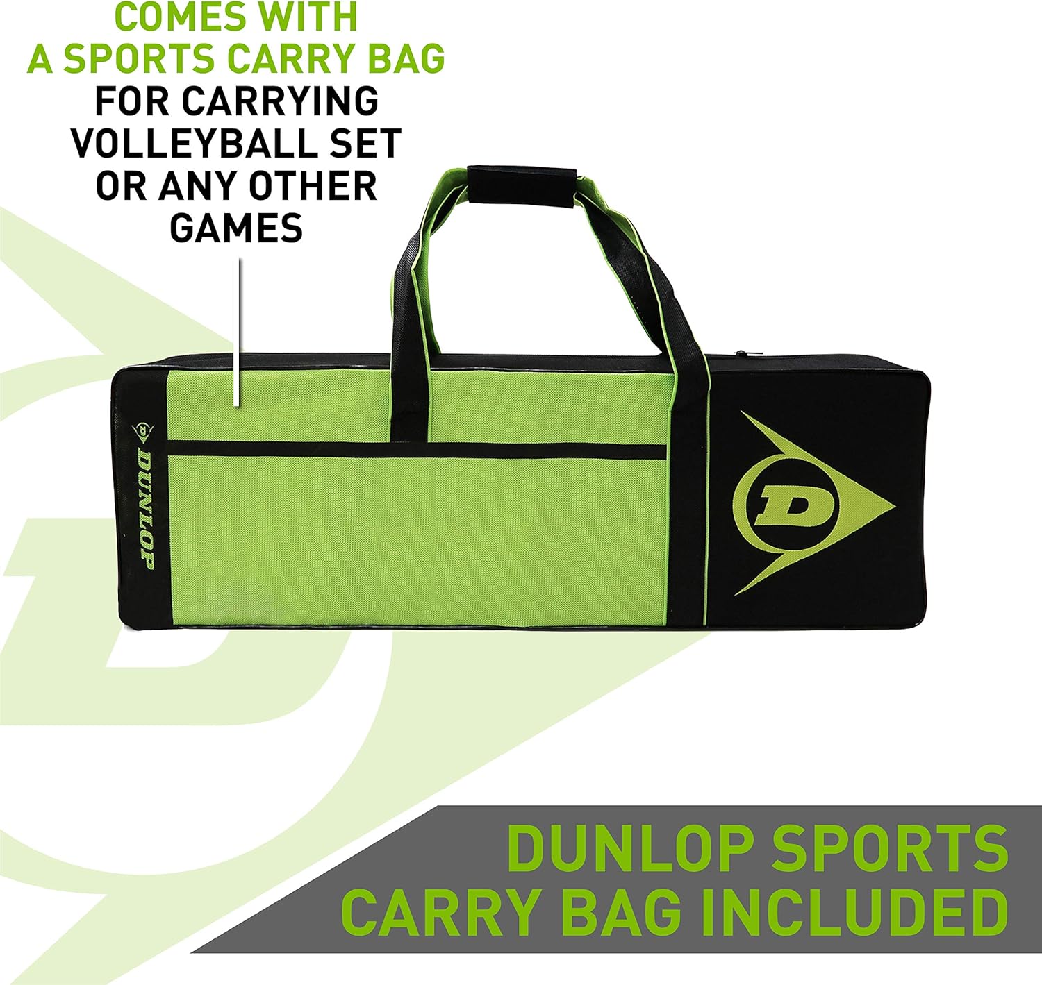 DUNLOP Outdoor Volleyball Badminton Lawn Game: 11-Piece Outdoor Backyard Party Set with Carrying Case, Black/Green : Sports & Outdoors