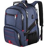 LTINVECK Extra Large 50L Travel Laptop Backpack, Computer bag Backbag with USB Charging Port, TSA Friendly Durable Big RFID Heavy Duty Business Tech Backpack Fits 17 Inch Laptops for Men Women, Blue