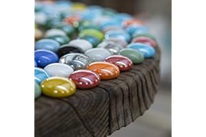 HappyFiller 10+ Opal Colored Glass Gems Flat Marble for Mancala Board Game Replacement,Vase Fillers,Coffee Table Mosaics Craft Decor,Garden Landscape,1 LB