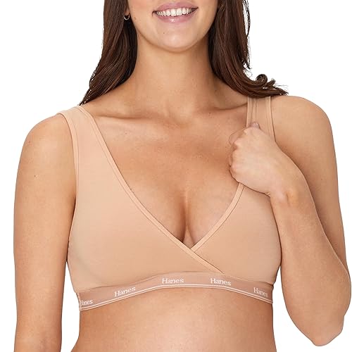 Hanes Women's Maternity Bra, Lounge Nursing Bralette, Moisture-Wicking, Odor Protection, Deep Glow