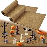 2PCS Halloween Village Accessories Mat 39.4*15.7in Autumn Town Scene Decor | Fall Natural Brown Coconut Coir Liner Spooky Town Decor Halloween Village Mat Landscape Accents for Thanksgiving( ONLY MAT)