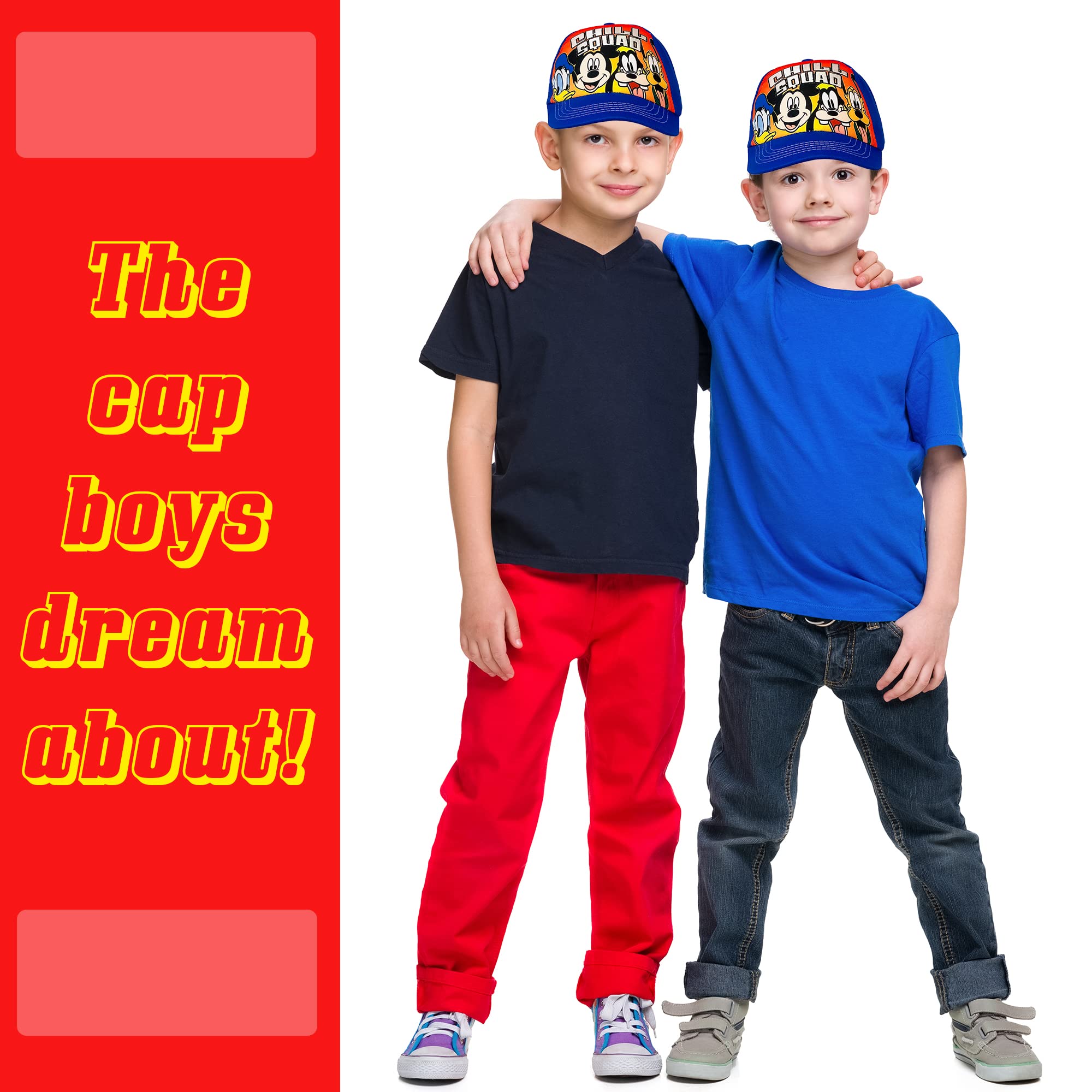 Disney Mickey Mouse and Friends Donald Duck, Goofy and Pluto Chill Squad Baseball Cap - Boys 4-7 Years 100% Cotton Royal Blue