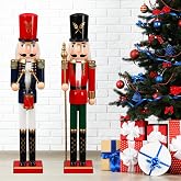 DoubleFill 2 Pcs 32 Inch Xmas Nutcracker Wooden Yard Decor,Knight | Giant Soldier Figures for Porch Fireplace, Festive Indoor Outdoor Holiday Decoration, Collectible Nutcracker Set Display