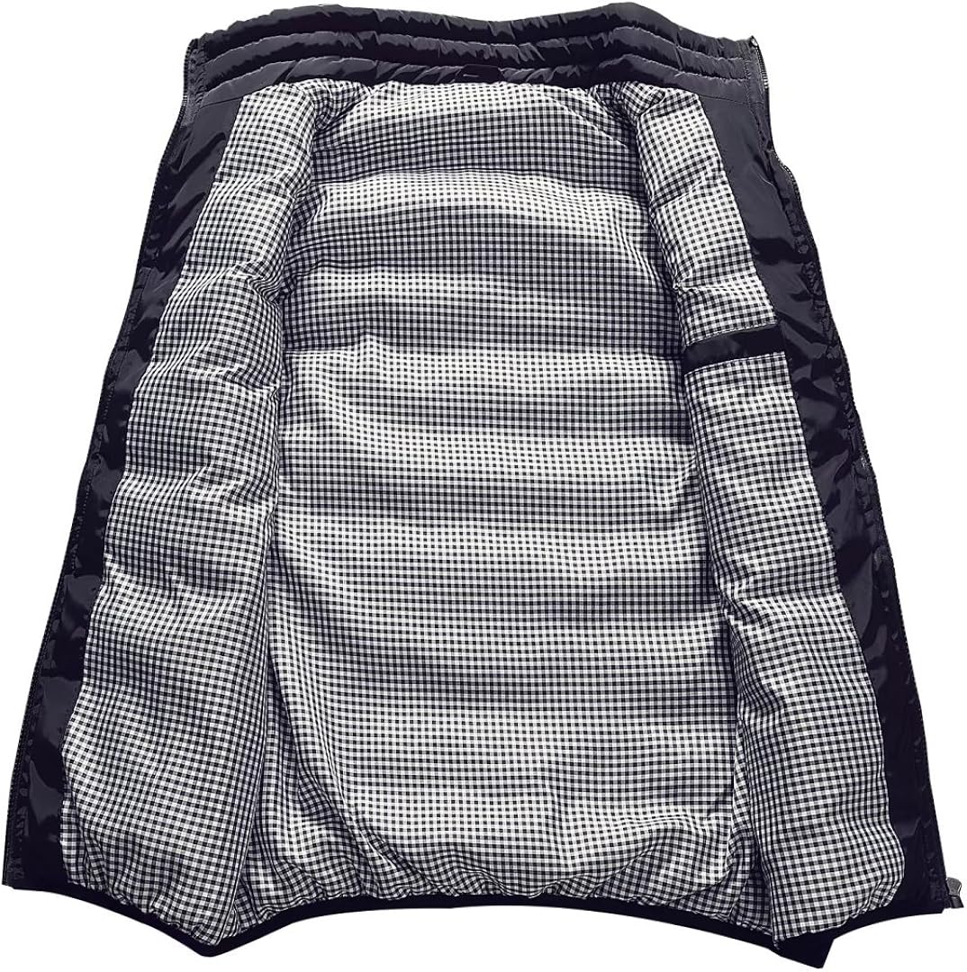 Vcansion Men's Outdoor Casual Stand Collar Padded Vest Coats at  Men’s Clothing store