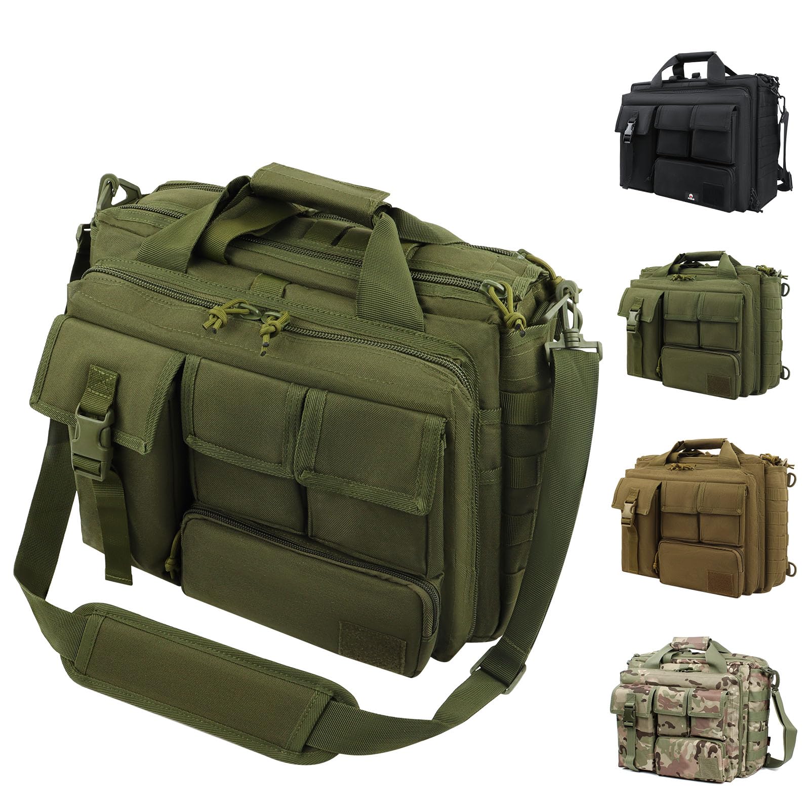 GES 15.6 inch Laptop Bag, Multi-funtion Men's Outdoor Tactical Nylon Shoulder Laptop Messenger Bag,Briefcase Handbags for Camera/Tablet/Notebook (Green)
