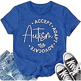 LBP Autism Awareness Shirt for Women Mental Health T-Shirt Be Kind Autism Tee Inspirational Tops