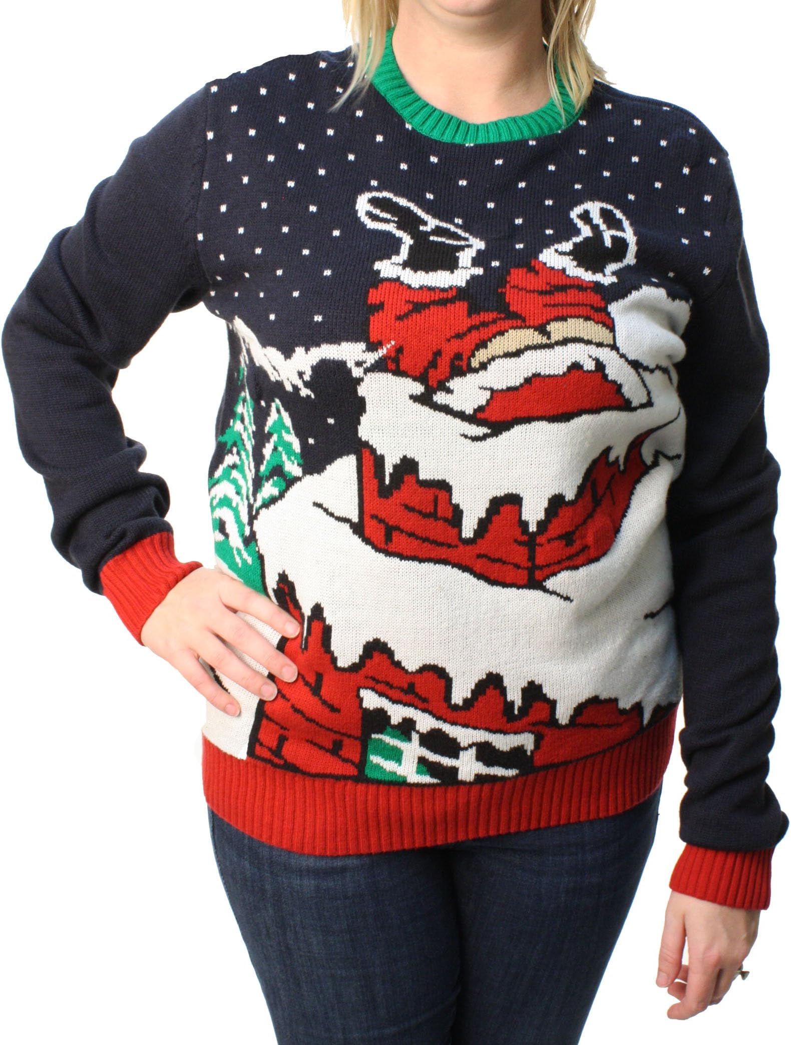 Ugly Christmas Sweater Men's Stuck Santa Light Up Pullover Sweatshirt