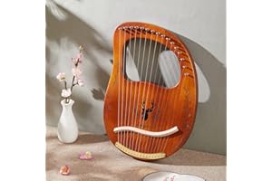 Ladyacces Lyre Harp, 16 Metal Strings Bone Saddle Mahogany Lyre Harp with Tunning Wrench,Extract Strings,Picks,Manual and Gig Bag LC-20