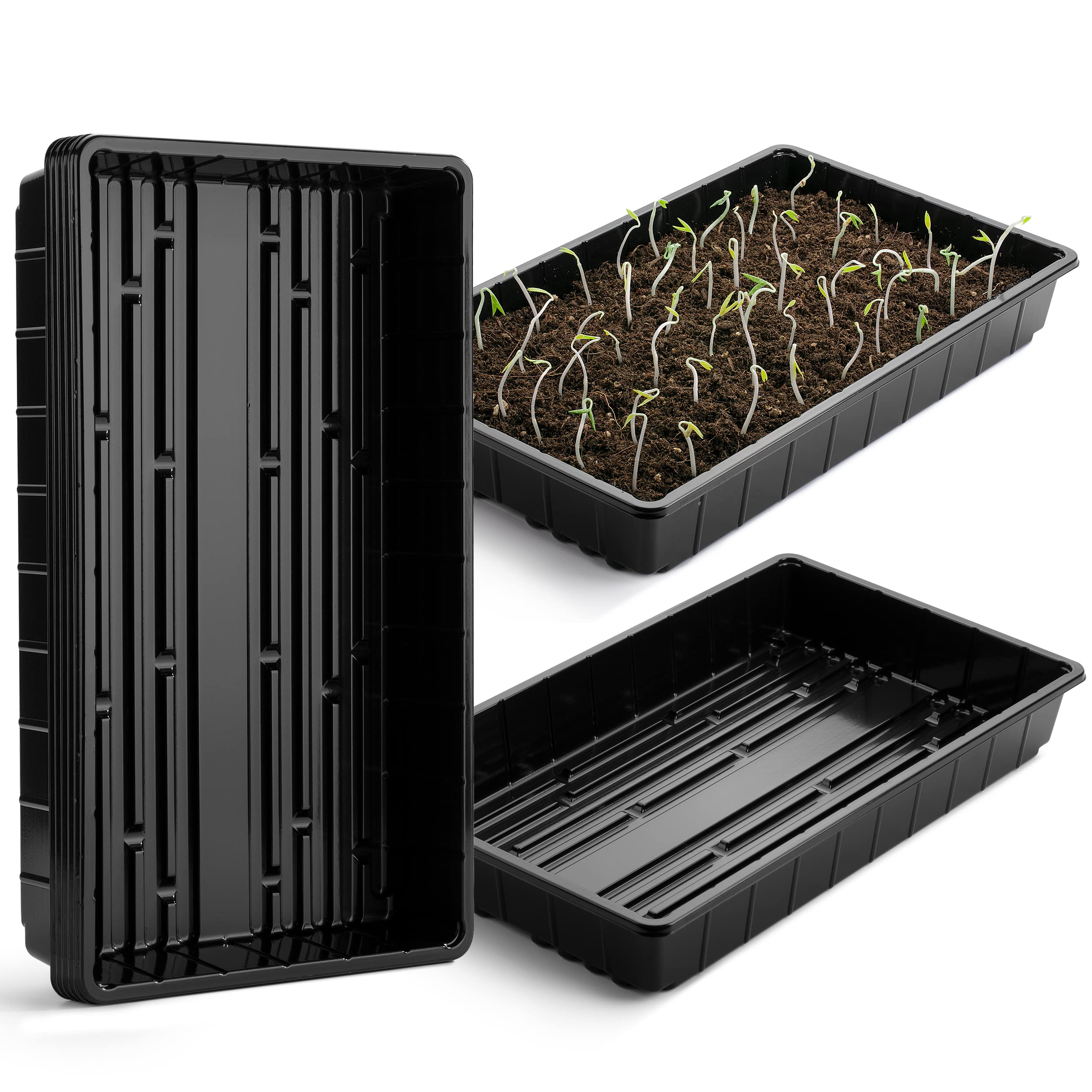 Photo 1 of Mr. Pen- Plastic Growing Trays, 5Pack, Black, 17x10, Plant Tray, Seed Tray, Seedling Tray, Propagation Tray, Plant Trays for Seedlings, Planting Trays, Microgreens Growing Trays, Seedling Starter Tray