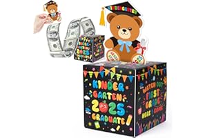 Xqumoi 2025 Kindergarten Graduation Money Box for Cash Gift - Preschool Graduate Money Box with Pull Out Card Transparent Bags Surprise Explosion Holder Grad Party Supplies Creative Way to Give Cash