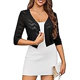 GoMamee Women's 3/4 Sleeve Bolero Shrug Lightweight Cropped Short Cardigan Sweaters for Dresses S-XL