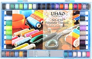 LIHAO Nähgarn Set 64-teilig Syngarn Polyester Nähmaschinengarn 32 Farben