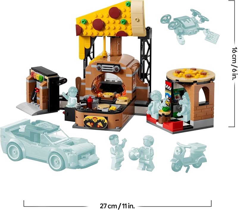 City Pizza-Liefererlebnis mit Fahrzeugen - inkl. Spielzeugauto, Roller, Drohne, Arcade-Automat und 4 Minifiguren - Geburtstagsgeschenk für Jungen ab 6 Jahren - 60496 — Foto 8 von 8