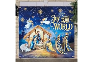 Preboun Christmas Garage Door Banner 7 x 8ft outdoor Christmas Decoration holiday garage door covers wall Backdrop Decoration Indoor Outdoor for Christmas Holiday Party Supplies (Nativity)