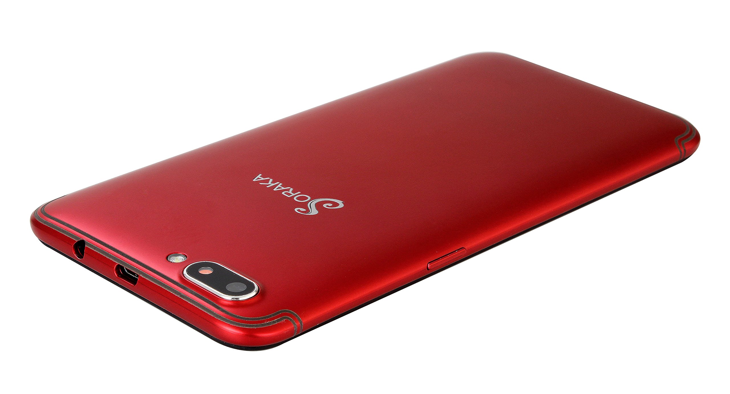 SORAKA Unlocked Smartphone 5.5 Zoll Android 5.1 Speicherkarte 64G ROM 16GB + RAM 1GB MTK6580A HD Bildschirm (720/1280) (Rot)