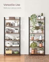 VASAGLE 6-Tier Bookshelf Industrial Rustic Brown Ink Black 30x80x186cm view 9