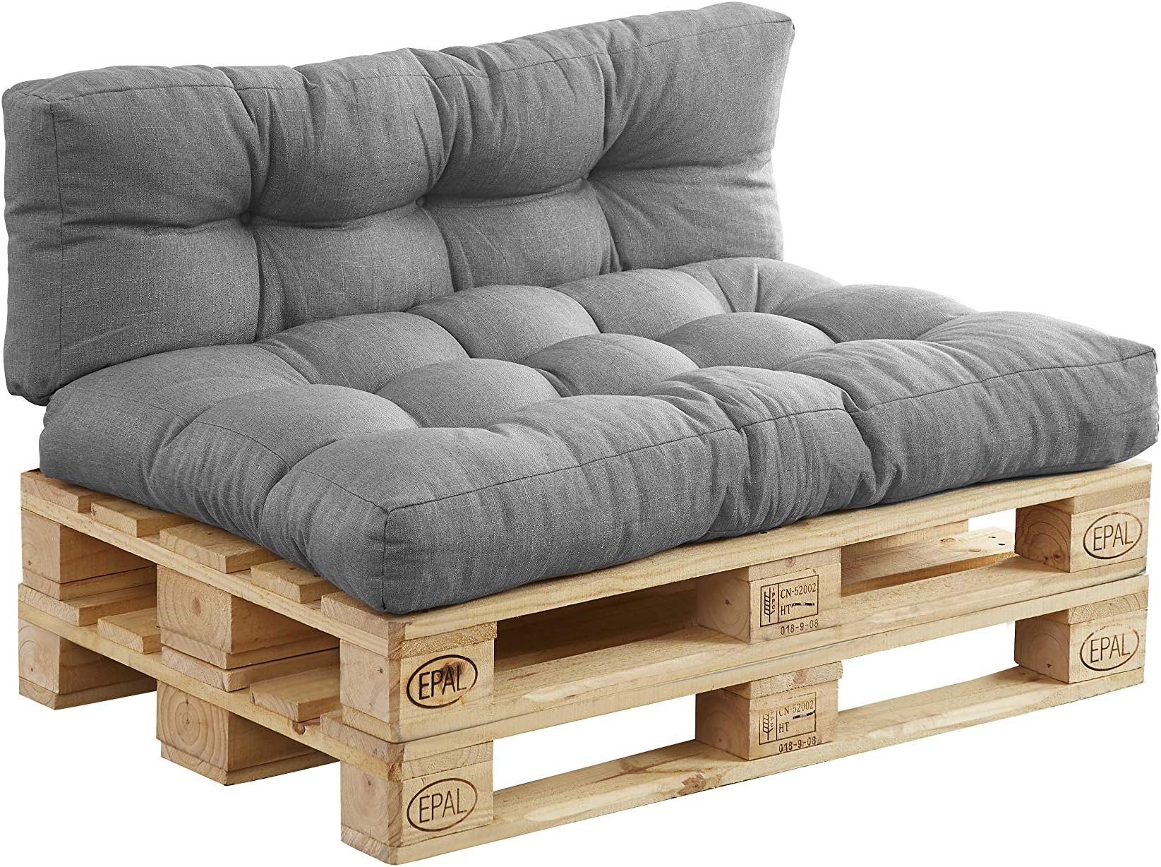 LANSHAFANG Euro Palette Cushion Pallet Cushions SEAT PAD Outdoor Garden Sofa Seat Pad (2er Set,Silver gray)