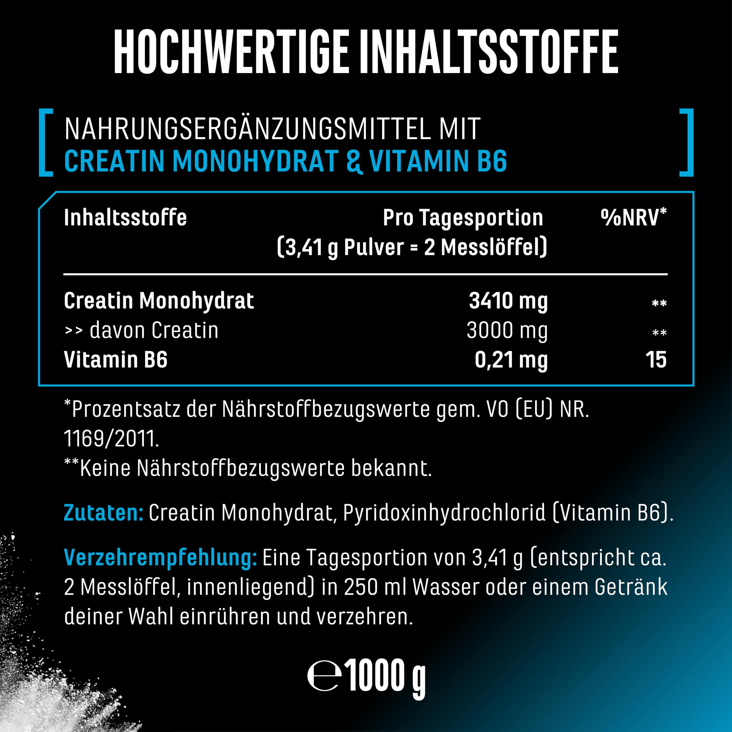 Creatin Pulver - 1kg / 1000 g - Creatine Monohydrat Pulver - Optimale Löslichkeit & mikrofein - Vegan - 293 Anwendungen - German Elite Nutrition 6