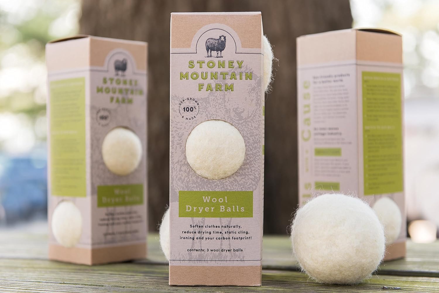 Stoney Mountain Farm Eco-friendly Wool Dryer Balls, handmade in USA from wool grown on USA farm