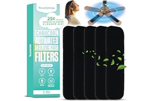 LUXOTON Ceiling Fan Filters for Blades - Activated Carbon Ceiling Fan Air Purifier Pads, Ceiling Fan Dust Catcher, Air Filter for Fan Blade, Ceiling Fan Filter Stick On with Strong Adhesive (5 Pack)