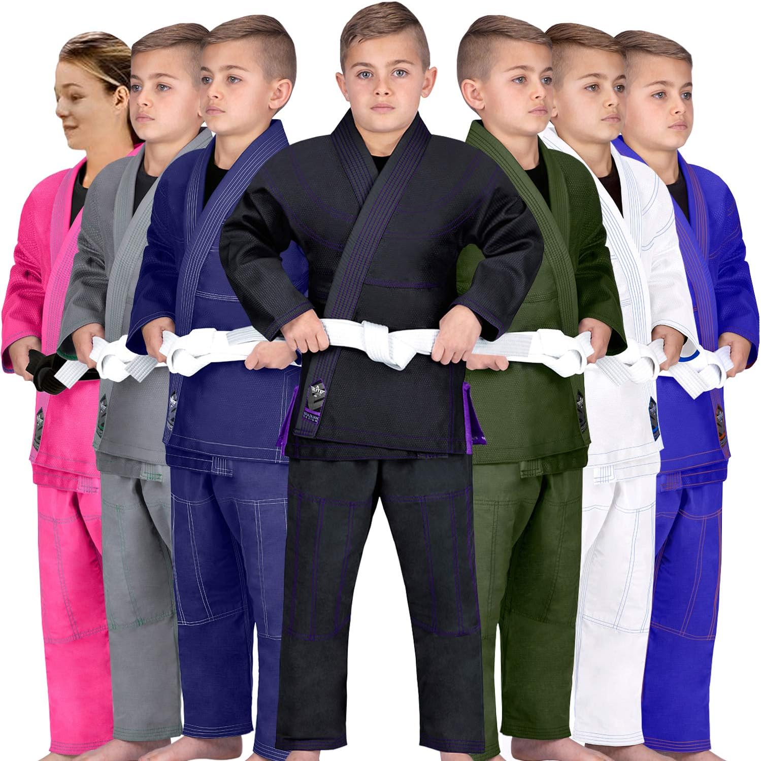 Kids BJJ GI, GIS for Youth Jiu Jitsu IBJJF Children’s Lightweight Brazilian Jiujitsu Kimono W/Preshrunk Fabric & Free Belt (Black, C3)
