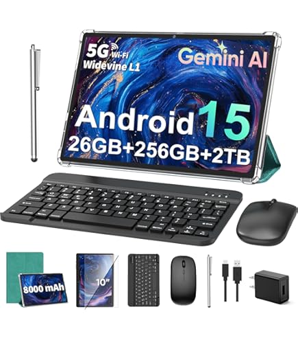 Amazon.com : 2026 10 Inch Tablet with Keyboard, Android 15 Tablet