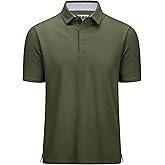 MAGCOMSEN Men's Polo Shirts Short Sleeve Cotton Pique 3 Button Classic Fit Casual T-Shirt Performance Golf Shirts