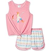 Calvin Klein Kids Girls' Short Sleeve Top and Shorts Pajama 2-piece Set