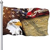 Constitution Flag 3x5 Ft Vintage American Eagle Flags For Outdoor, Rustic Bald Eagle With American Patriotic Flag, Double Printed 4th of July Banner, UV Fade Proof