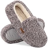 LongBay Women's Fuzzy Memory Foam Slippers Warm Cozy Shearling House Slippers for Ladies Supportive Slip on Indoor Home Shoes
