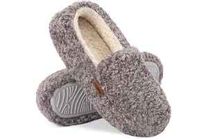 LongBay Women's Fuzzy Memory Foam Slippers Warm Cozy Shearling House Slippers for Ladies Supportive Slip on Indoor Home Shoes