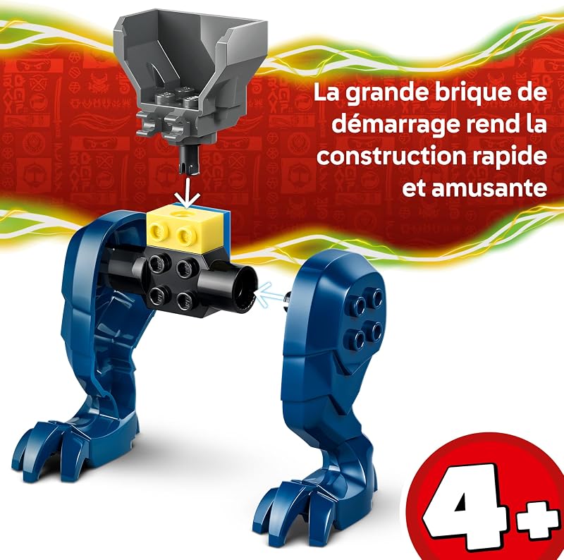 Ninjago Le Combat du Robot Dragon de Jay - Jouet Ninja avec 2 Figurines d'action, 2 Minifigurines, Katana & Sabre - Cadeau d'anniversaire pour Garçon dès 4 Ans ou Fans 71853