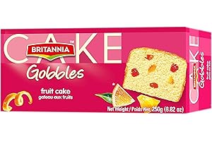 BRITANNIA Fruit Cake Tea Snacks 8.82oz (250g) - Delightfully Smooth, Soft and Delicious Cake - Breakfast & Tea Time Snacks (Pack of 1)