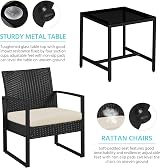 Yaheetech 3-Piece Rattan Garden Furniture Set 2 Chairs Table Black Beige view 6