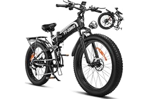TT-EBIKE Dual:𝟑𝟎𝟎𝟎𝐖,𝟐𝟎𝟎𝟎/𝟏𝟓𝟎𝟎/𝟏𝟎𝟎𝟎𝐖 Folding Electric Bike Adults with 48V 23/20/17.5AH Battery, 26x4.0 Fat Tire Mountain E Bike, Full Suspension 31-38 MPH, Shim 7-Speed Gear