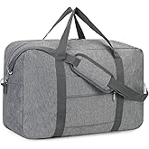 For Spirit Airlines Personal Item Bag 18x14x8 Foldable Travel Duffel Bag Tote Duffle Carry on Luggage for Women and Men 30L (Grey (With Shoulder Strap))