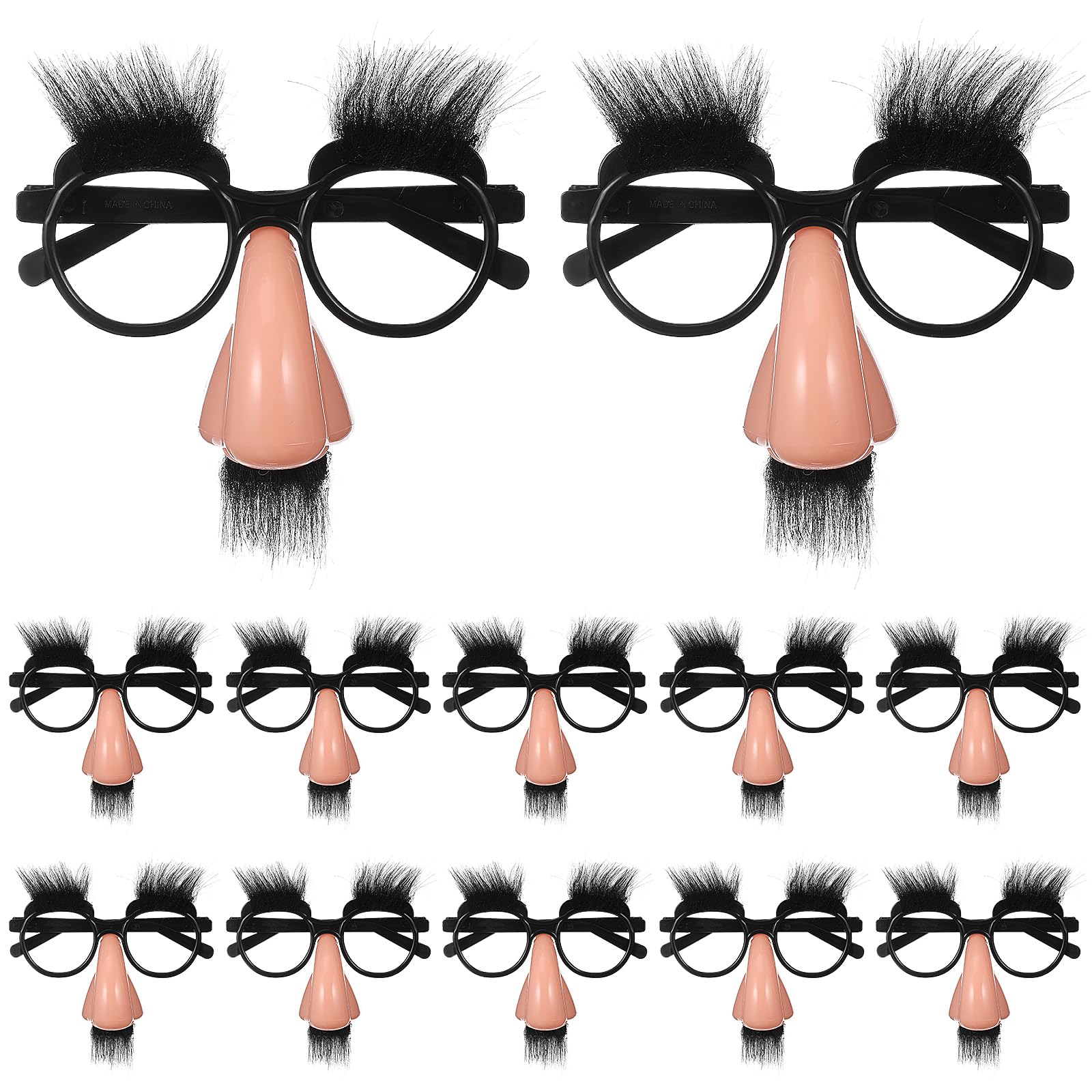 TOYANDONA Halloween Costumes 12Pcs Funny Disguise Glasses, Novelty Funny Glasses with Nose and Mustache for Kids Adults Halloween Costume Party Favors Photo Booth Props Glasses Kids Santa Costume