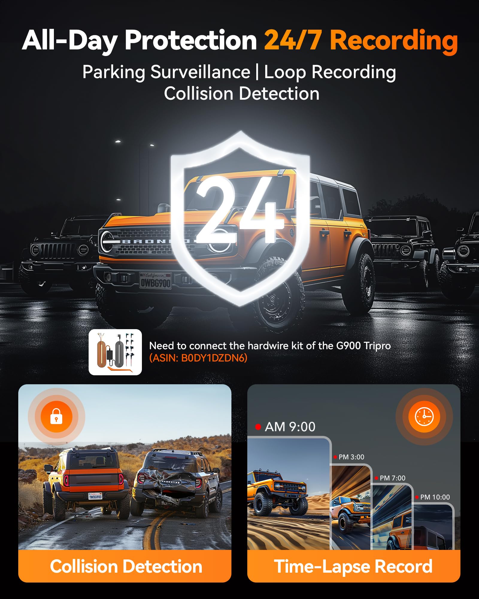 WOLFBOX G900 Tripro Bumper Version 3 Channel 4K Mirror Dash Cam, 8MP STARVIS 2 IMX678 Night Vision, 4K+2.5K+1080P Front and Rear Bumper Dash Cam, 5.8GHz WiFi, Voice Control, Includes 256GB Card & GPS