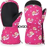 MoKo Toddlers Winter Mittens, Non-Slip Waterproof Snow Ski Gloves with Zipper Velvet Cloth for Skiing Outdoor Activities