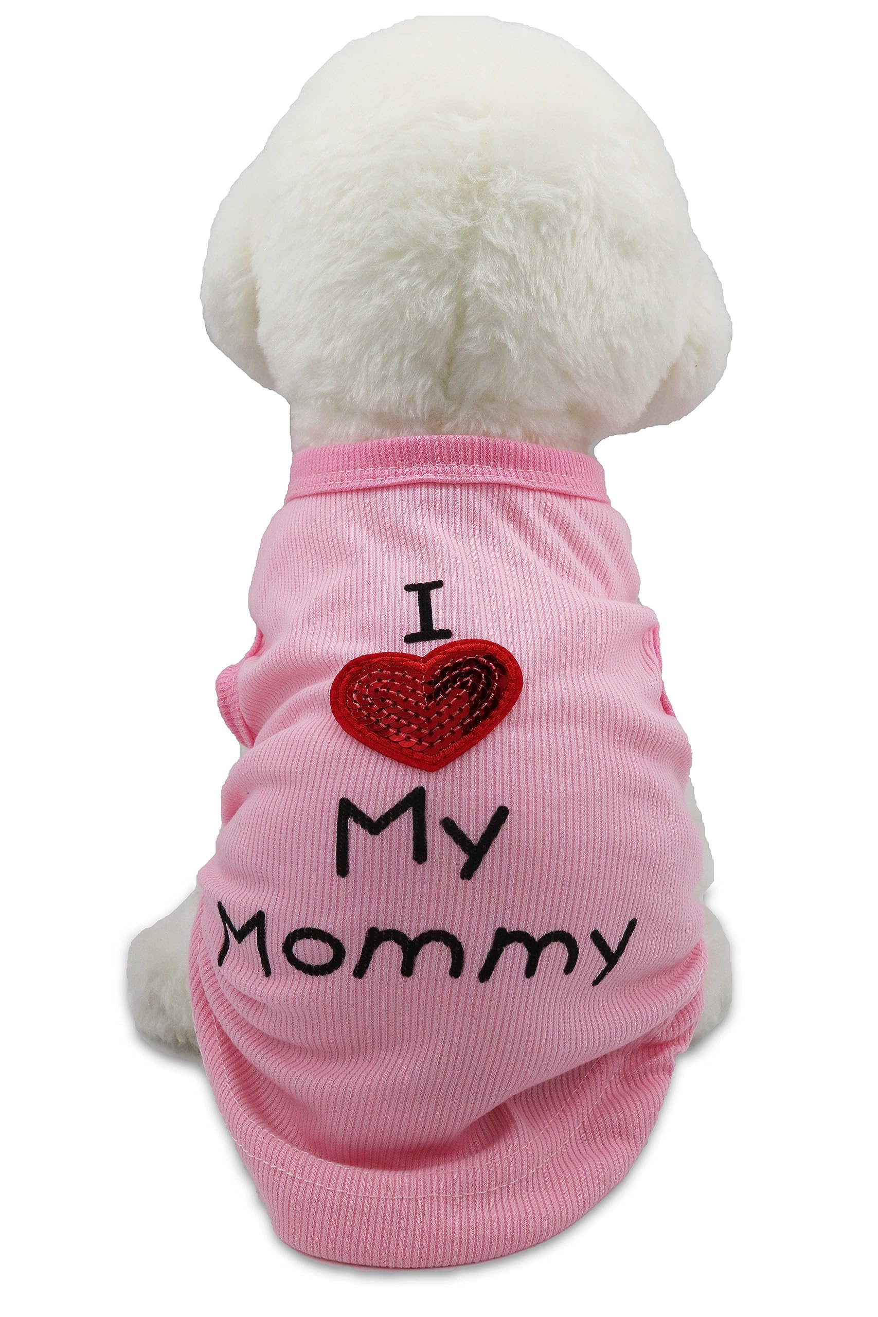 I Love My Mom Mommy Dad Daddy Dog T-Shirts for Small Puppy Dogs