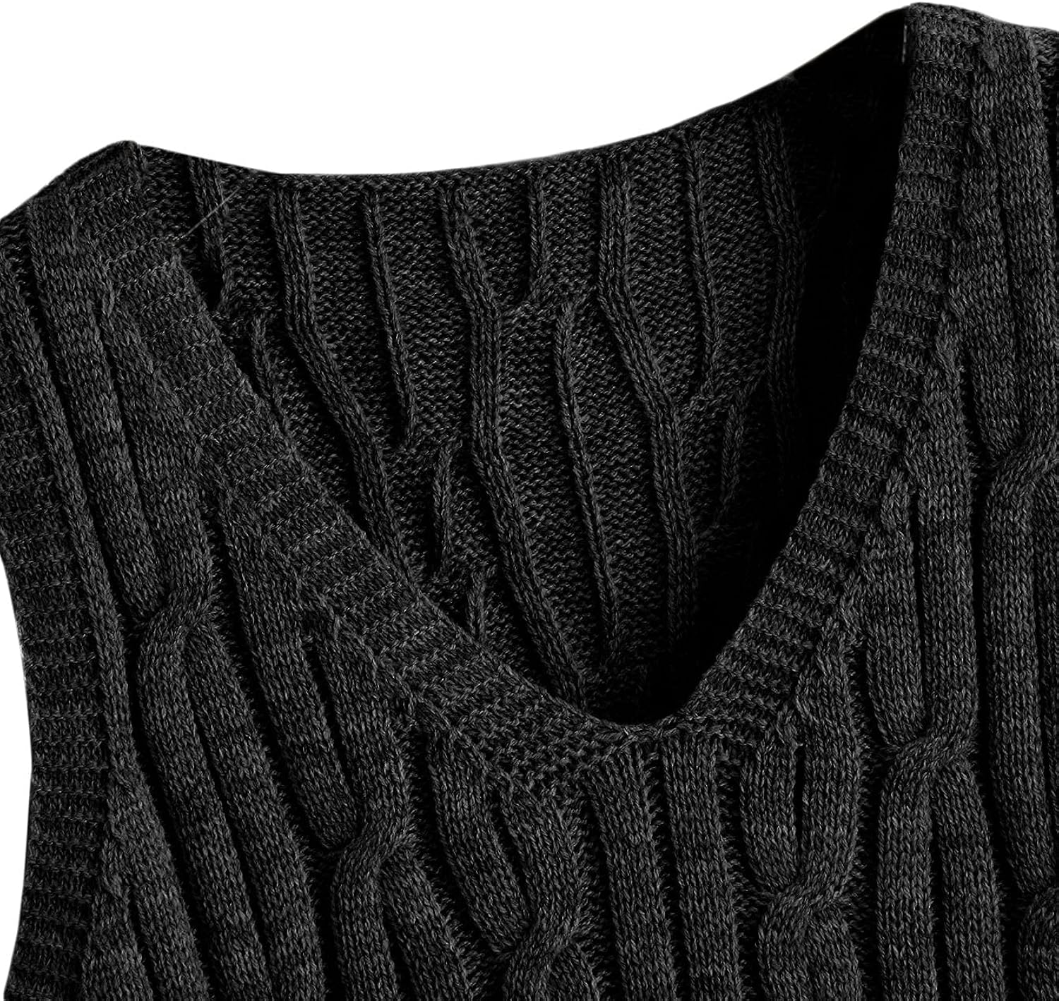 Romwe Women's Cable Knit Crop Sweater Vest Preppy Style Sleeveless V Neck Knitwear Tank Tops at  Women’s Clothing store