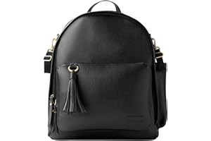 Skip Hop Diaper Bag Backpack: Greenwich Multi-Function Baby Travel Bag with Changing Pad and Stroller Straps, Vegan Leather, Black (Discontinued by Manufacturer)