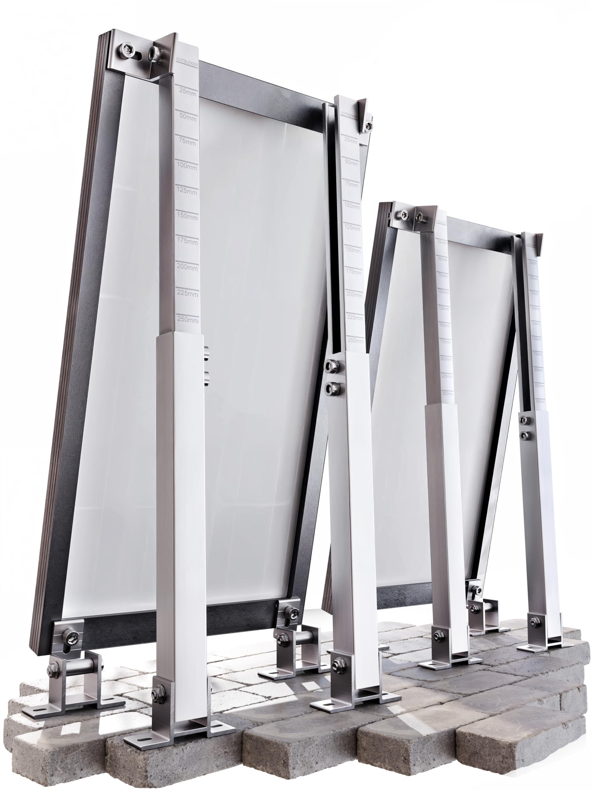 4x Balkonkraftwerk Halterung verstellbar. 0% MwSt. Stabiles Aluprofil mit Edelstahlschrauben. Für Flachdach, Wand etc. Aufständerung für 2x Solarmodule. Verstellbar zwischen 42 und 70cm - Lichtblicker 8