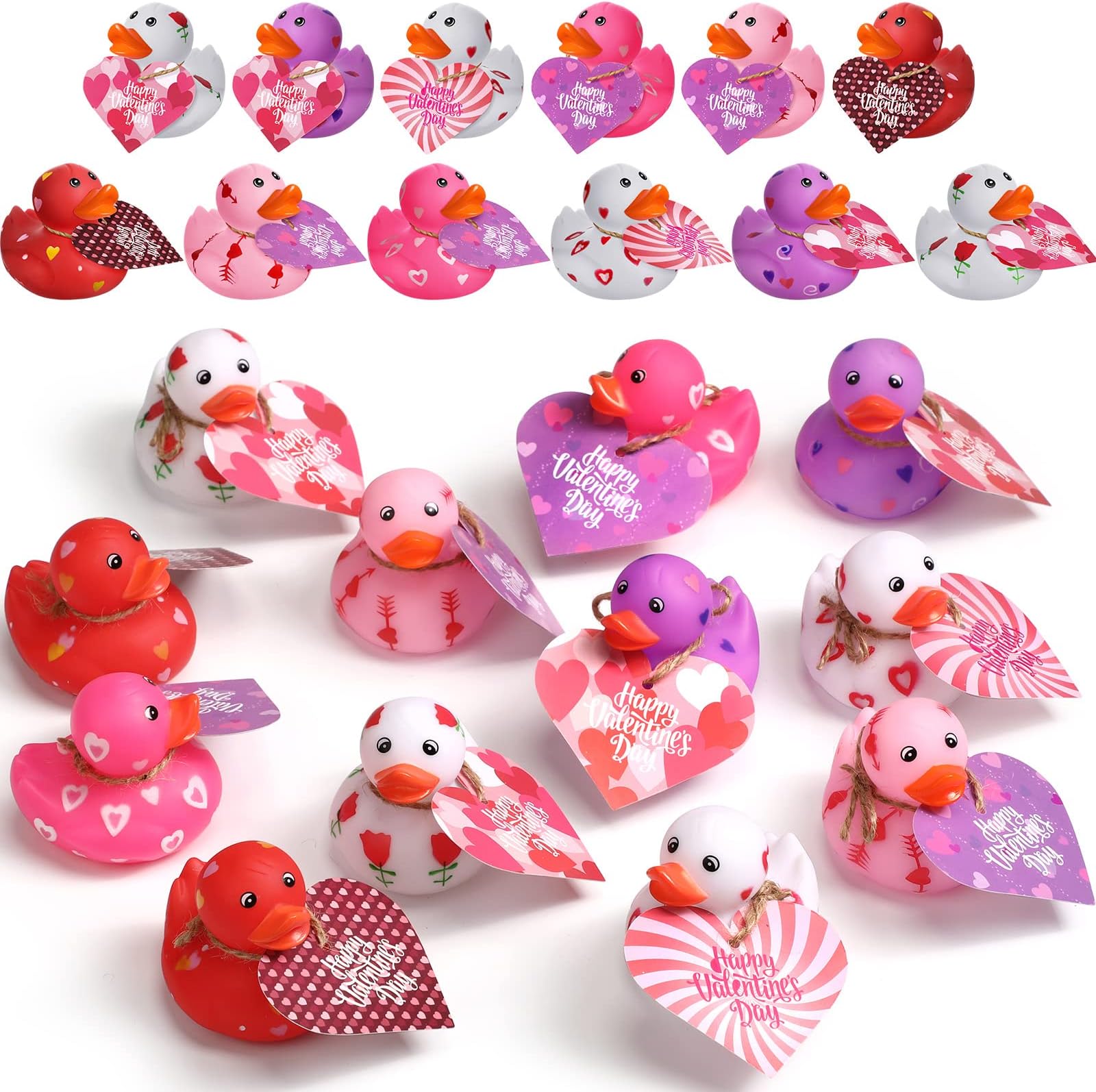 Supervitae 40 Sets Of Valentine Mini Rubber Ducks Valentineu2018s Day Duckies Gift With