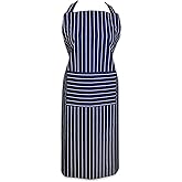 DII Professional and Commercial Grade, Chef Stripe Kitchen, Apron, Nautical Blue