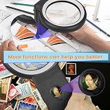 AIXPI Magnifying Glass with Light and Stand 10X 18 LED Black White view 6