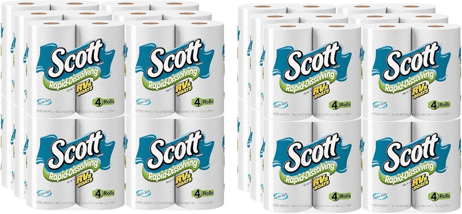 Scott RapidDissolving Bath Tissue MtUFcJ, Toilet Paper, 4