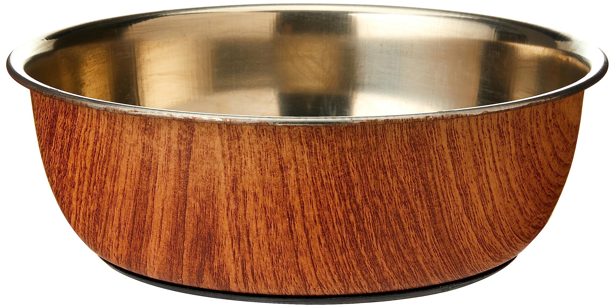 Rosewood Stylish Non Slip Wooden Effect Stainless Steel Dog Bowl, 1200 ml, Medium