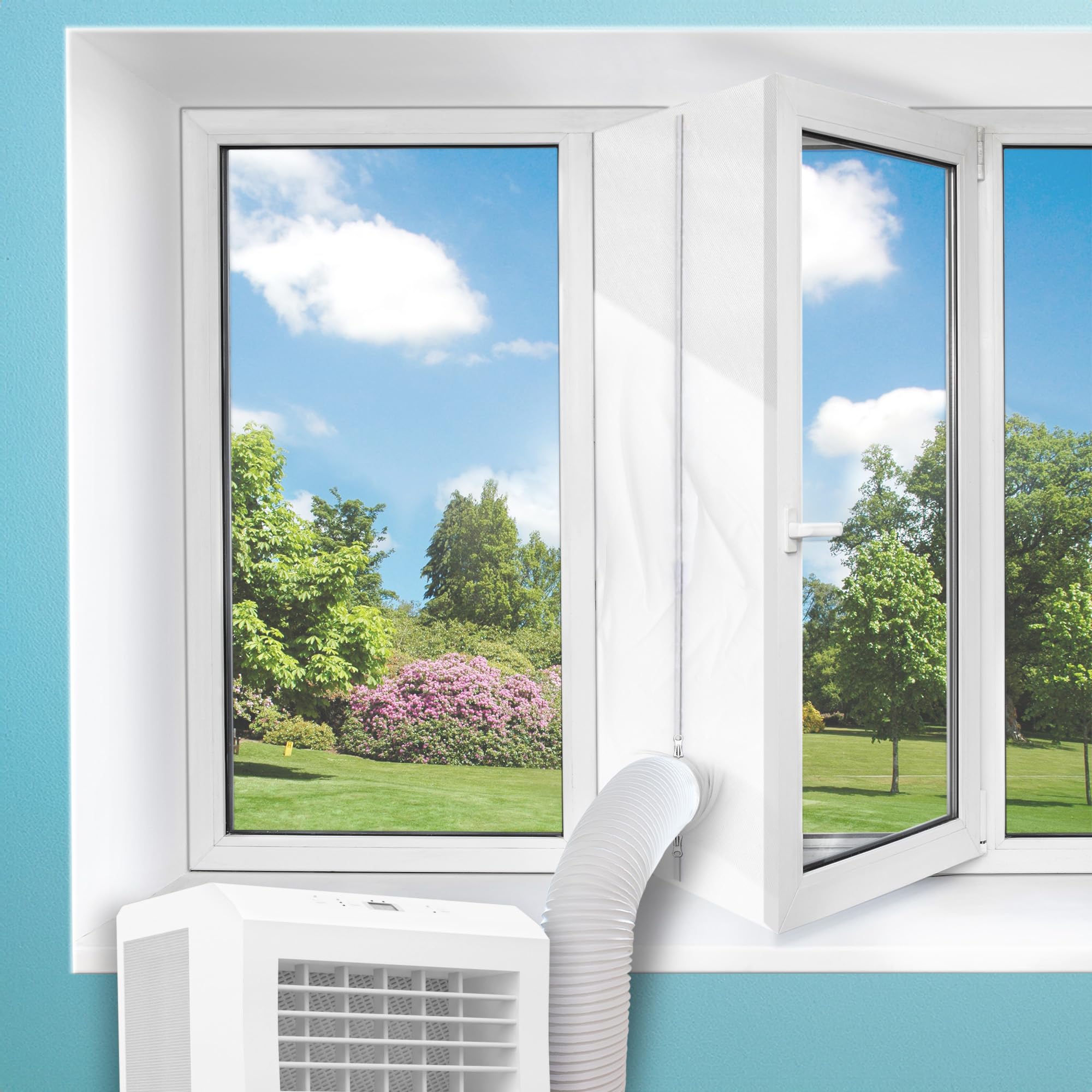 Supply Cube Air Conditioner Window Seal – 300 CM x 40 CM Universal Air Con Window Seal Kit with Zip Closure, Heat Barrier & Vent Hose Compatibility for Portable ACs and Tumble Dryers
